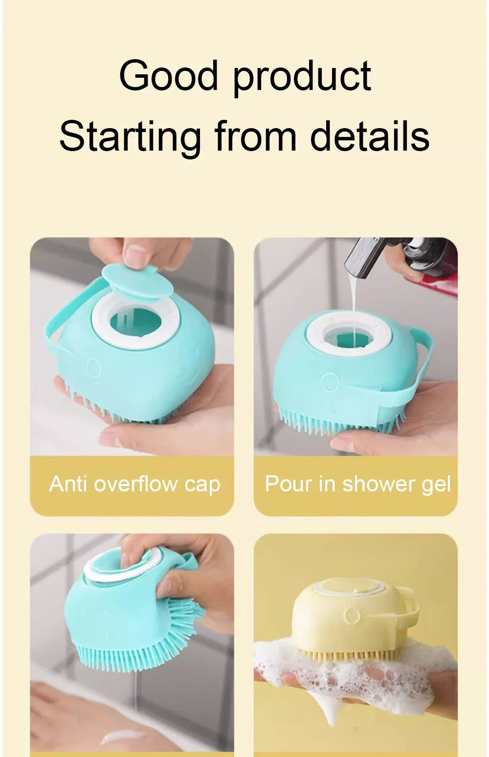 Silicone Pet Bath Massage Brush – Soft, Safe Grooming Tool for Dogs & Cats